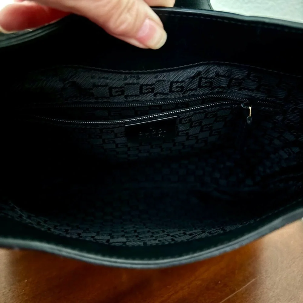 Gucci Jackie O Black Canvas Leather Trim Handbag | Iconic Piston Lock - Picture 7 of 12